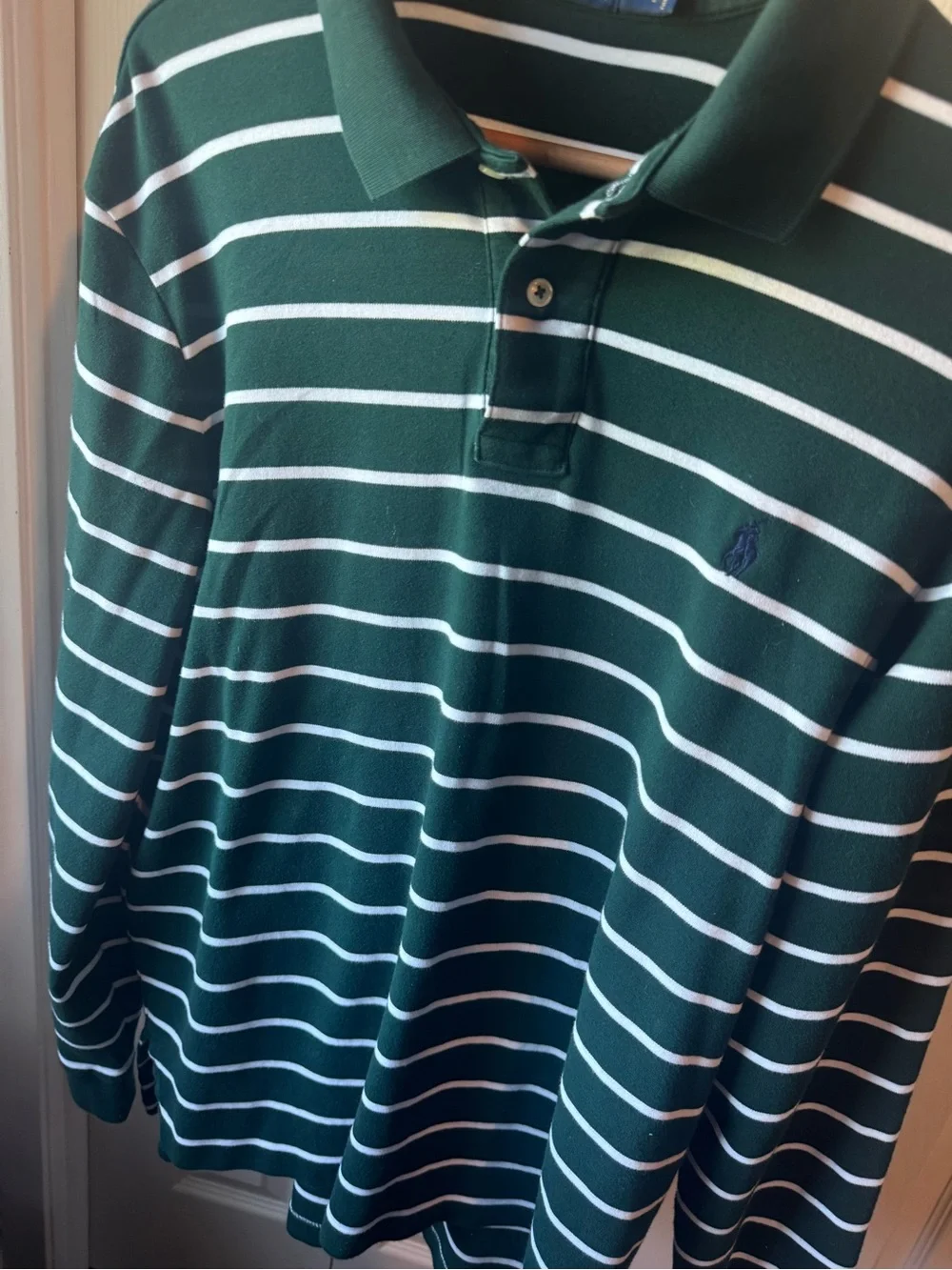 Ralph Lauren Forest Green & White Striped Long-Sleeve Polo